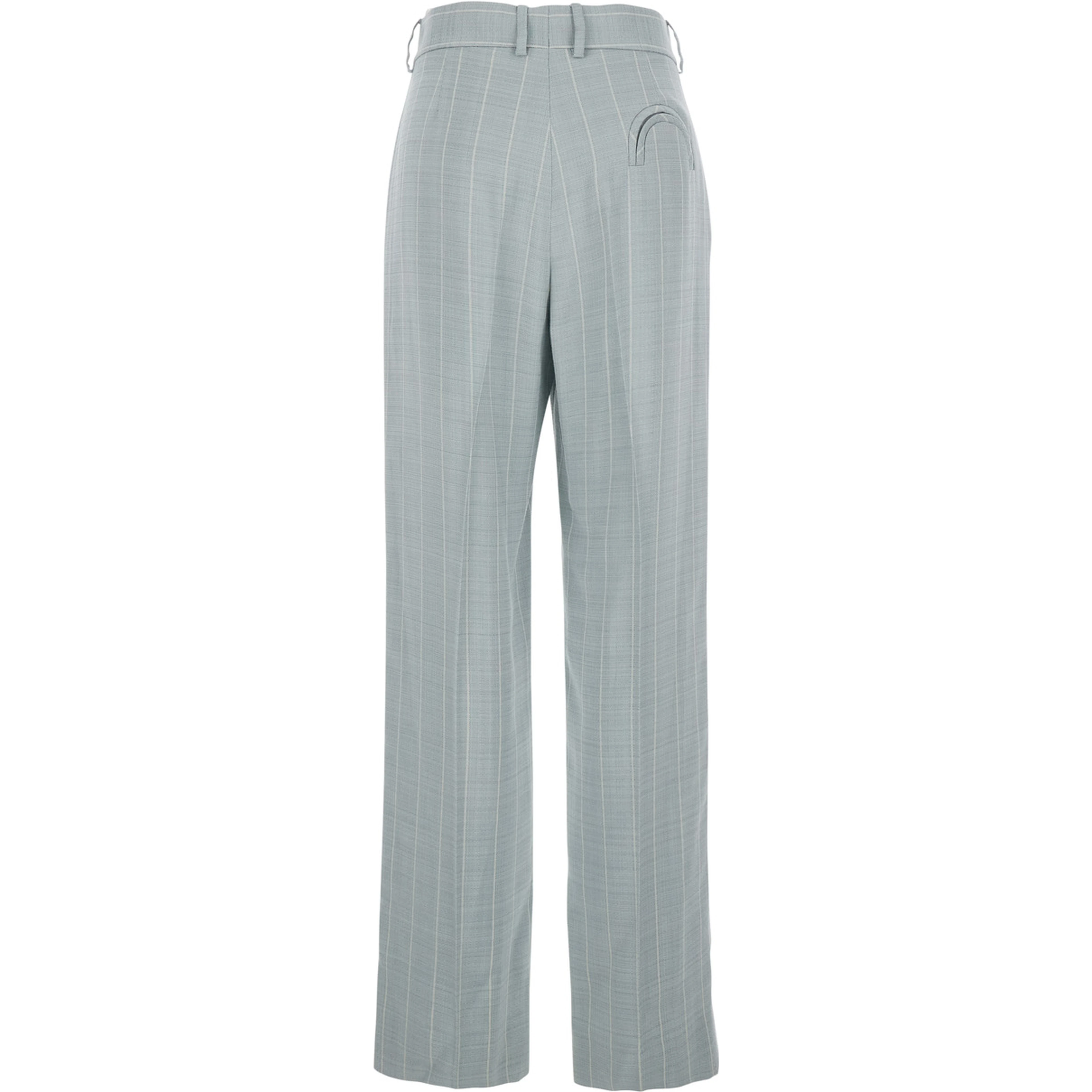 Light blue trousers with striped motif in viscose woman
