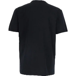 Black Crew neck T-Shirt with Logo on the Front in Cotton for Men