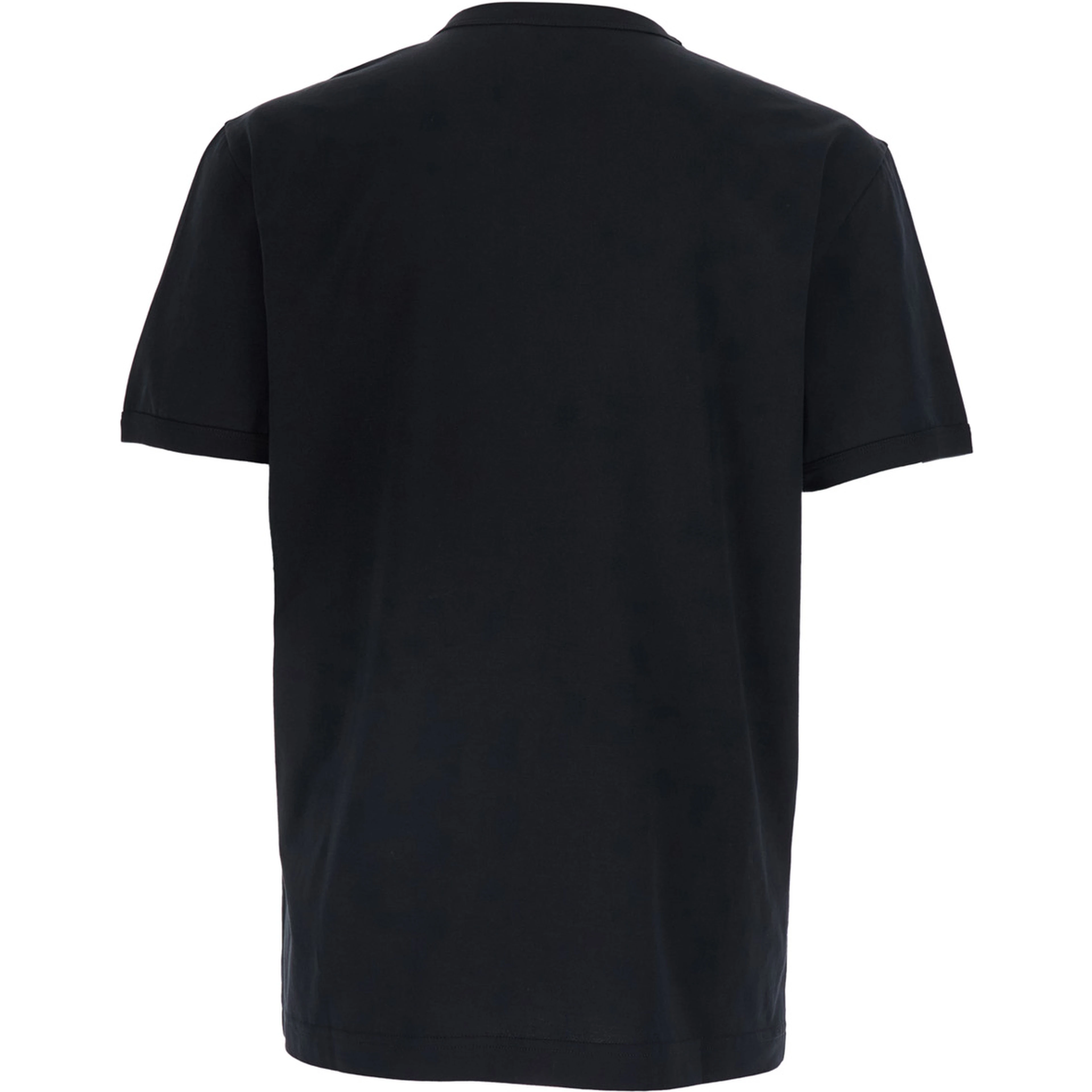 Black Crew neck T-Shirt with Logo on the Front in Cotton for Men