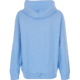 Light Blue Hoodie with Fixed Hood and Bear Logo on the Front in Cotton for Men