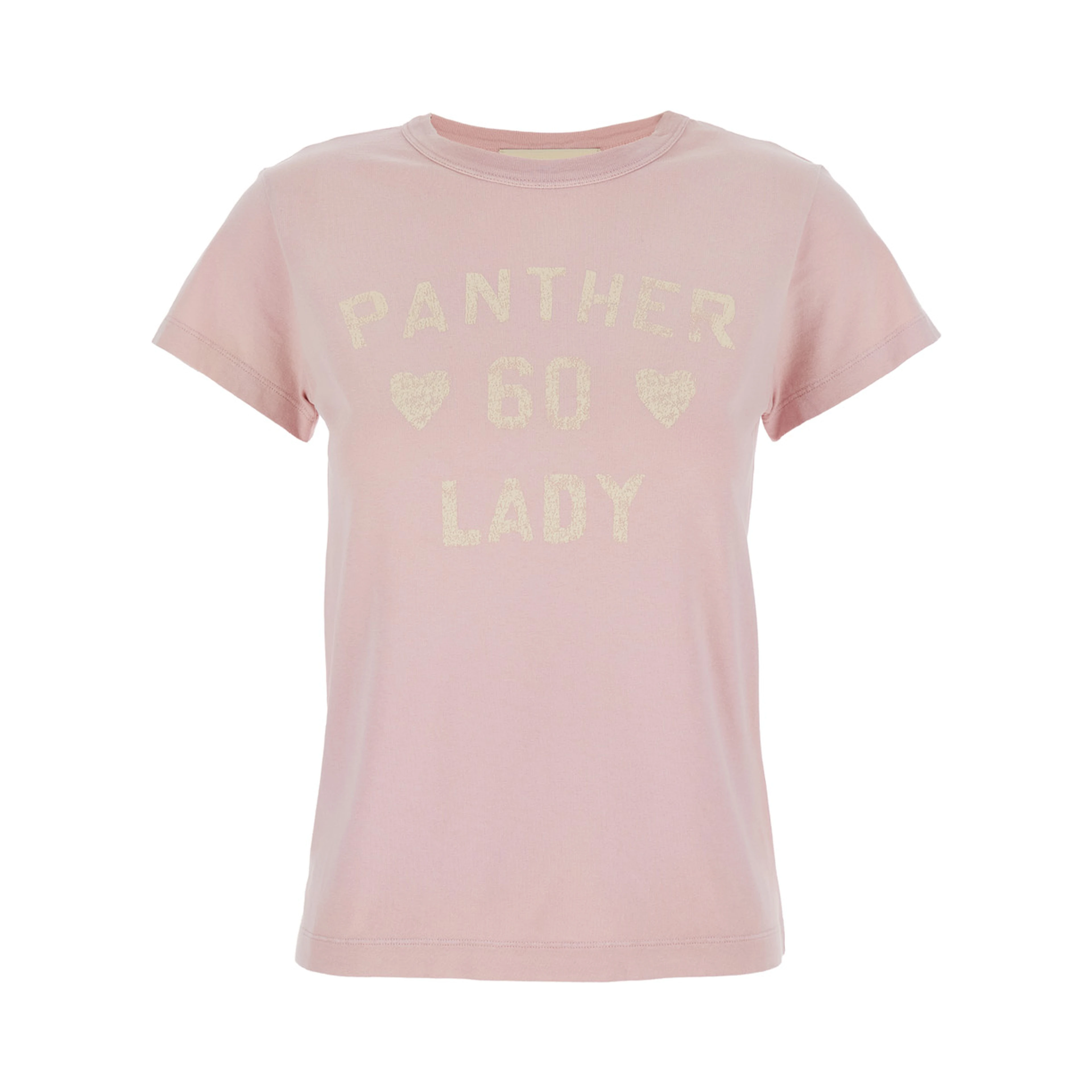 Crew Neck T-Shirt with Maxi Logo on Front and Back in Pink Cotton Jersey for Women