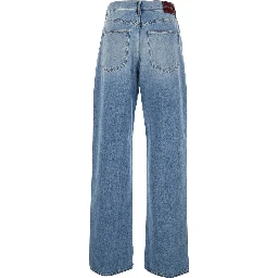 Blue Five-Pocket Jeans with Logo Patch on the Back in Denim for Women