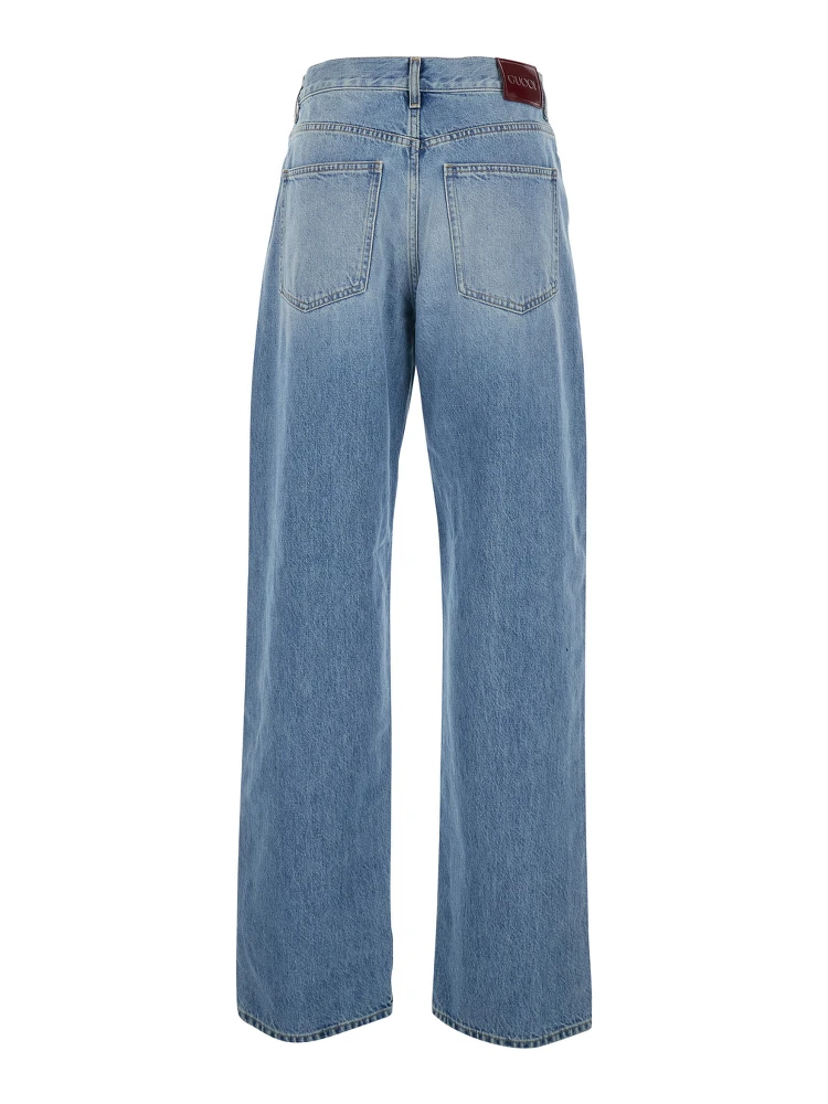 Blue Five-Pocket Jeans with Logo Patch on the Back in Denim for Women alternative