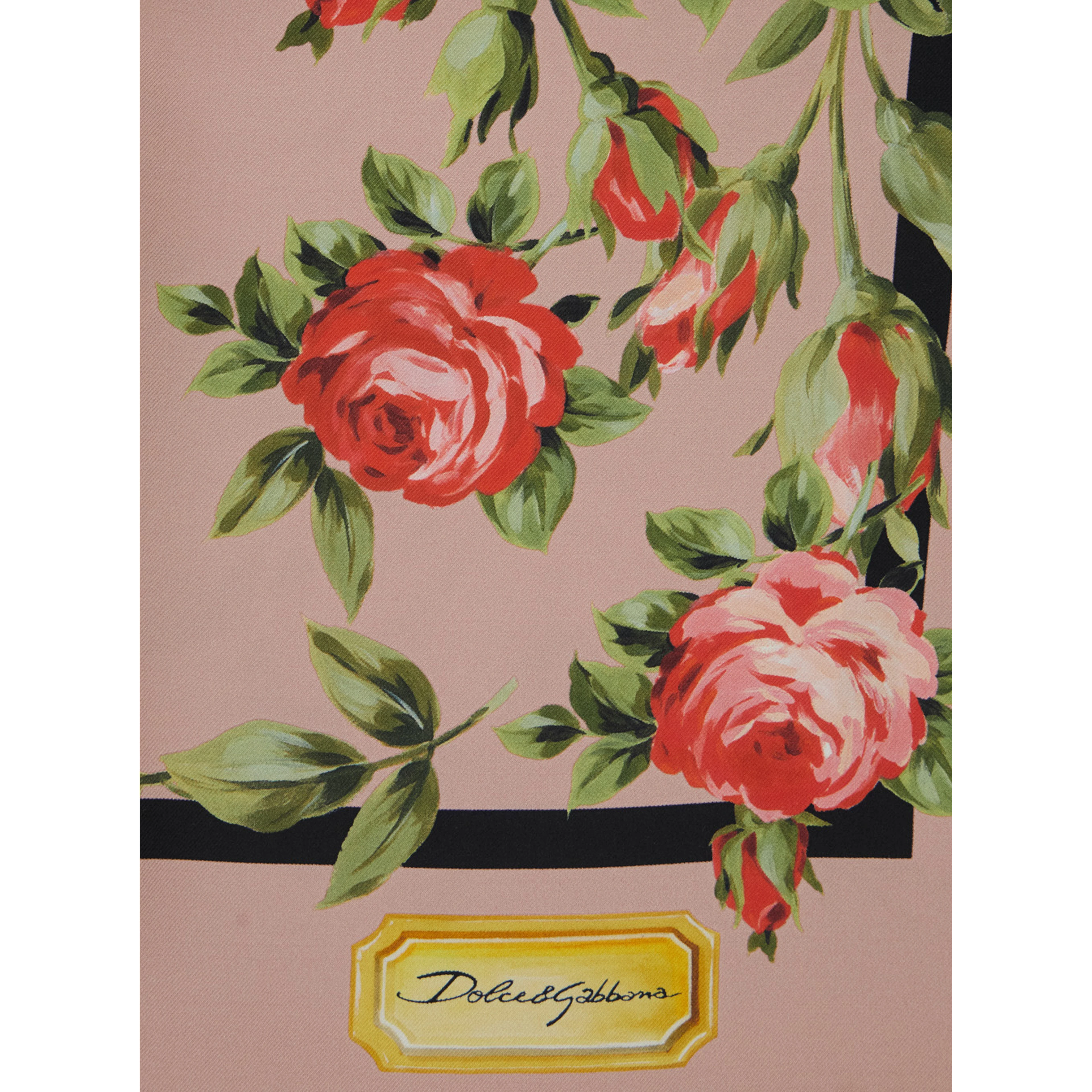 Multicolor Square Silk Scarf with Logo on the Front and  Floral All-Over Motif for Women
