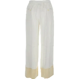 white Pants with elasticated waist and drawstring in silk women