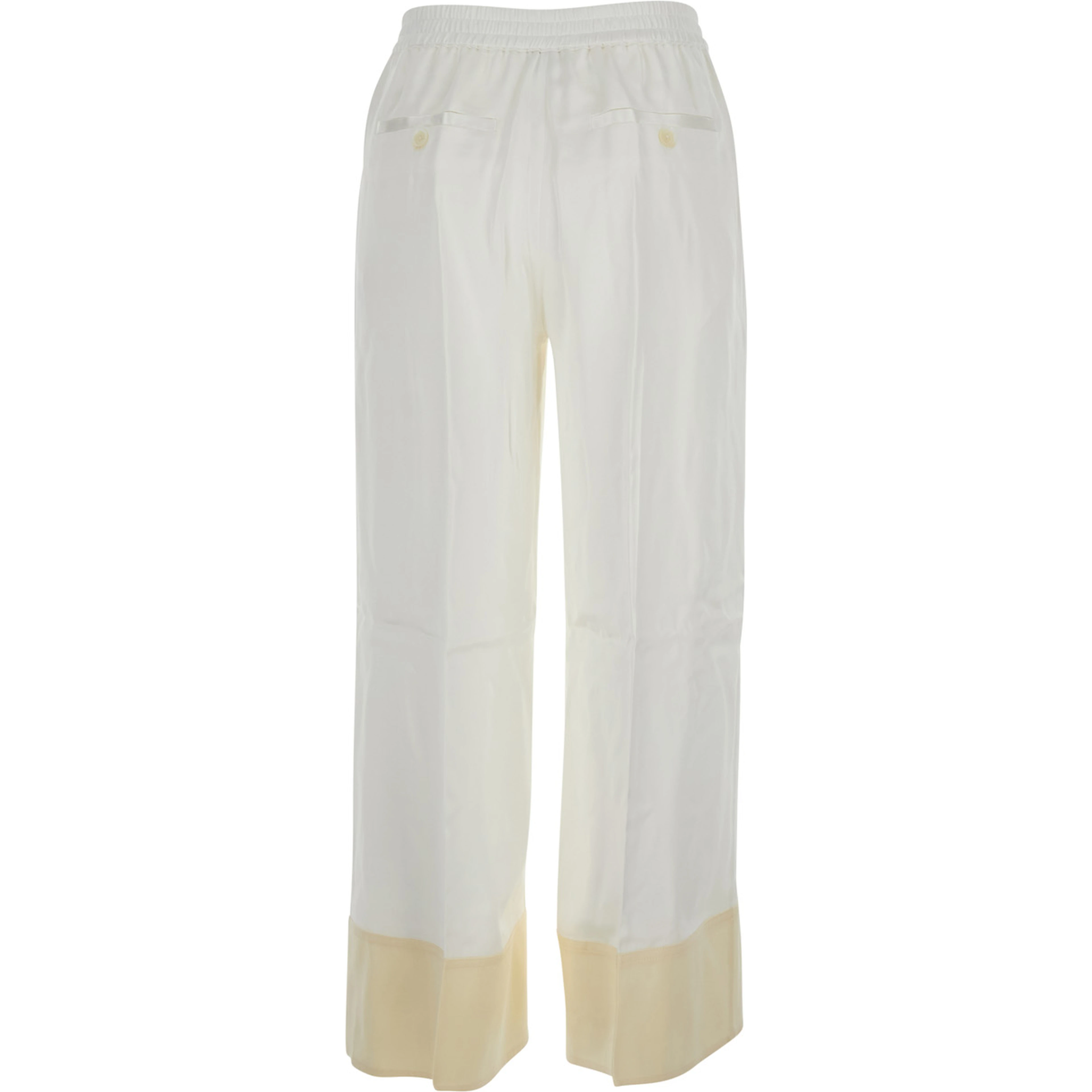 white Pants with elasticated waist and drawstring in silk women
