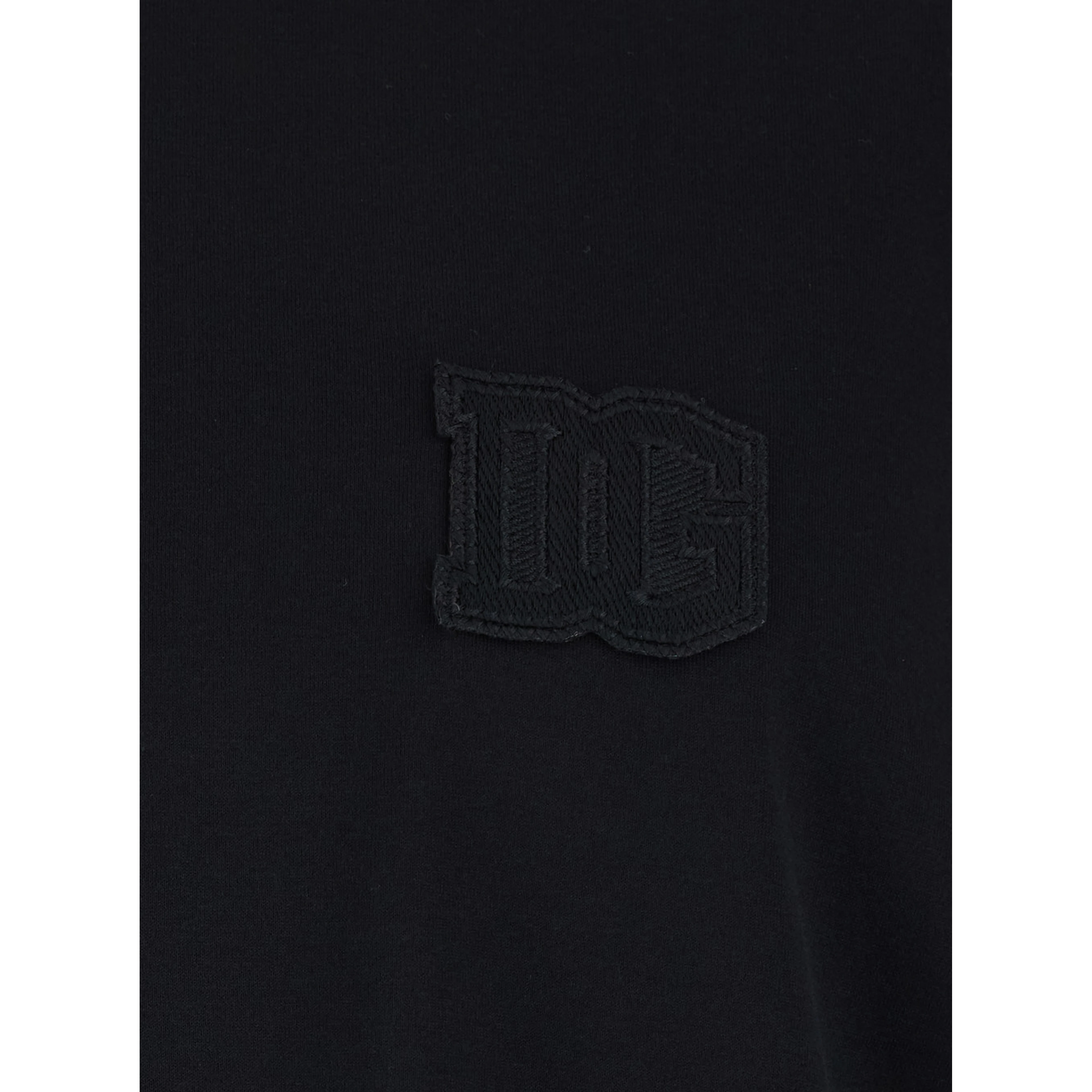 Black Crew neck T-Shirt with Logo on the Front in Cotton for Men