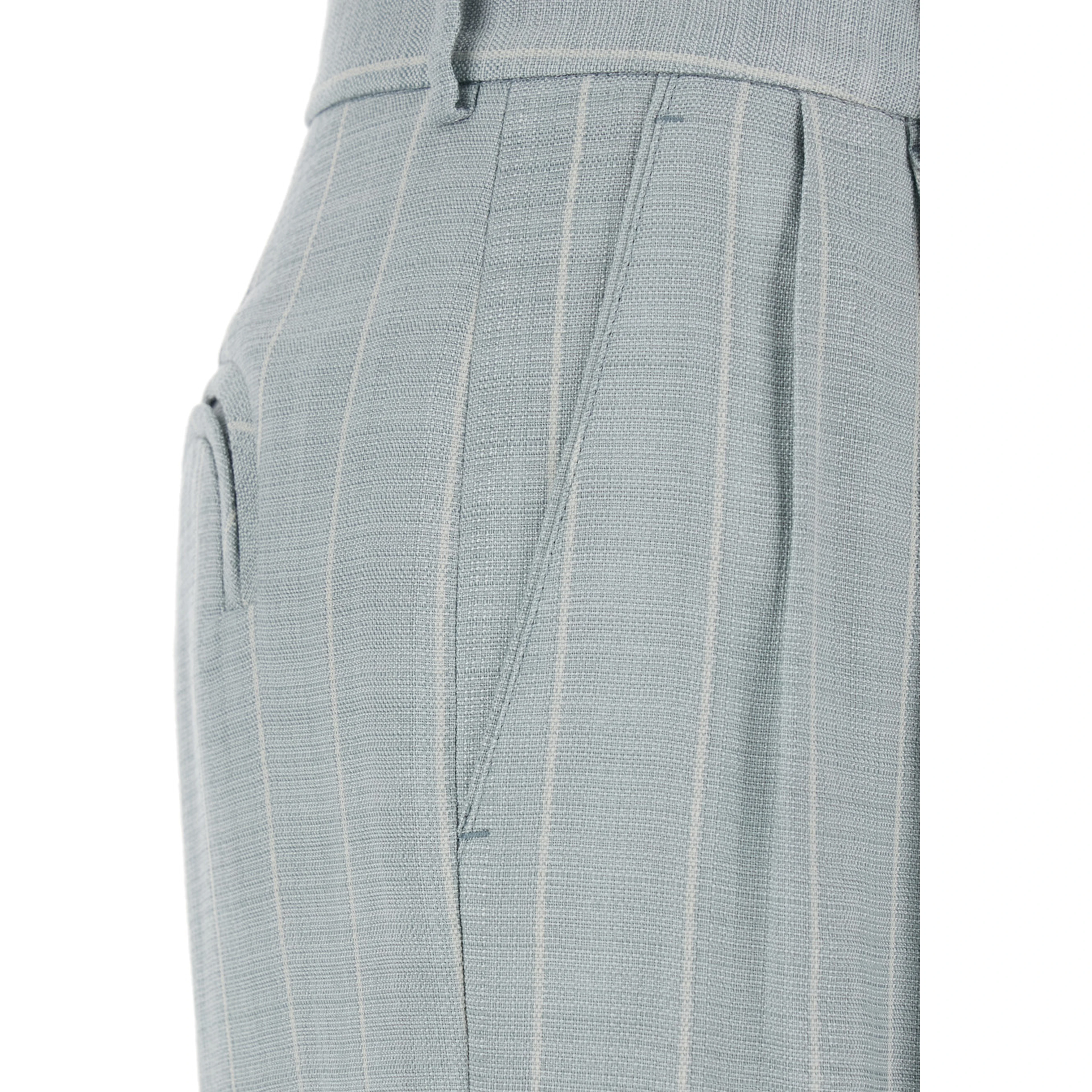 Light blue trousers with striped motif in viscose woman