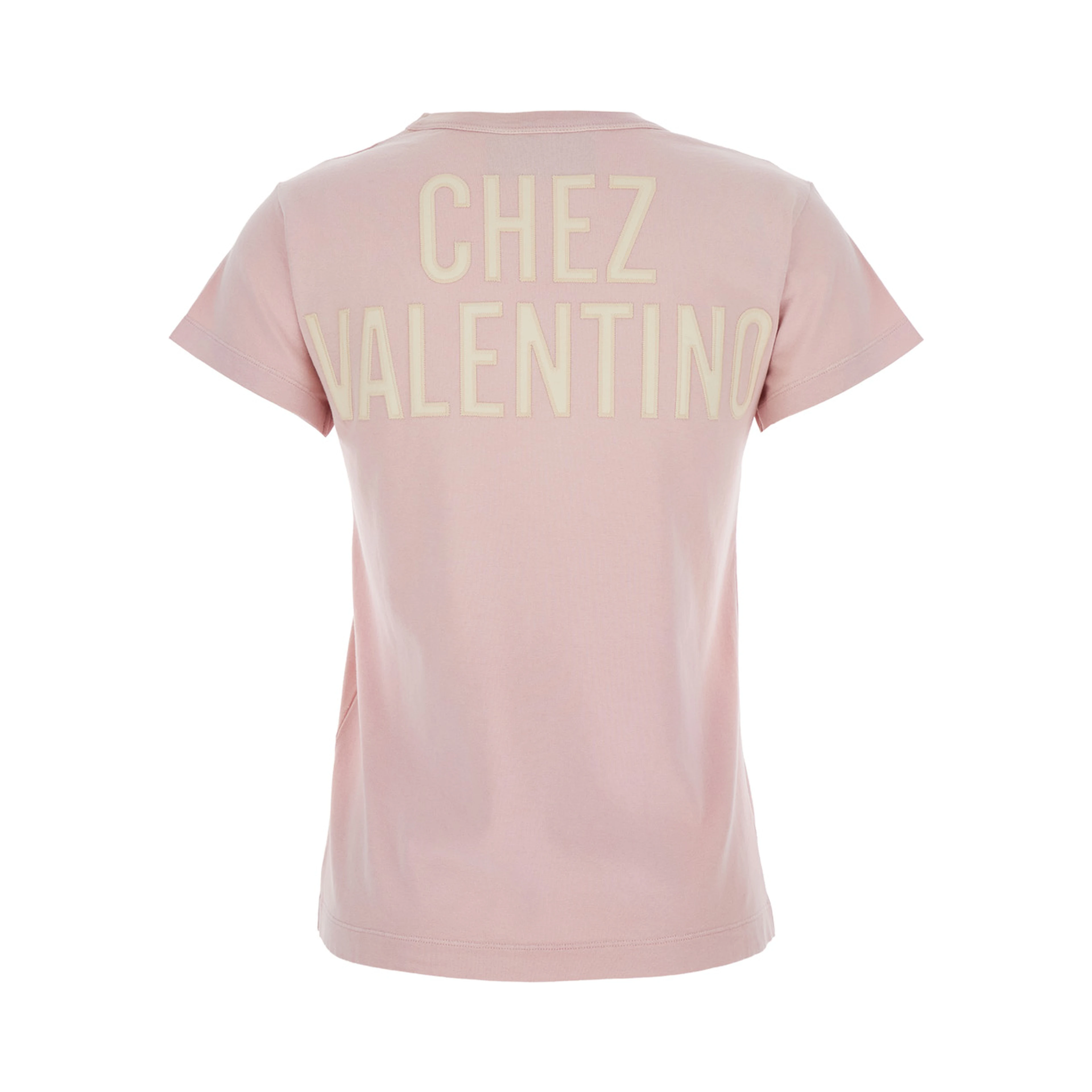 Crew Neck T-Shirt with Maxi Logo on Front and Back in Pink Cotton Jersey for Women