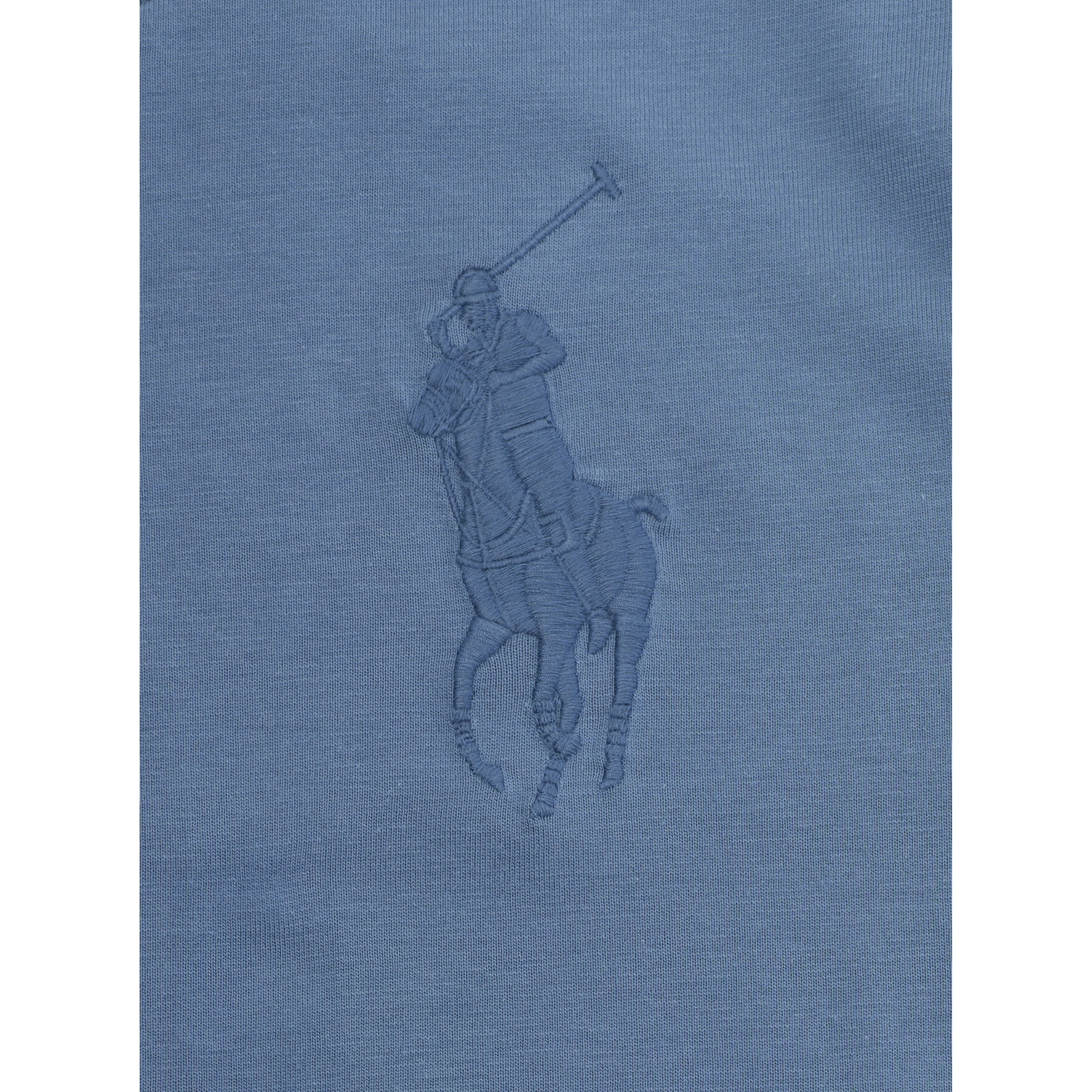 Blue T-Shirt with Logo Print on the Front for Men