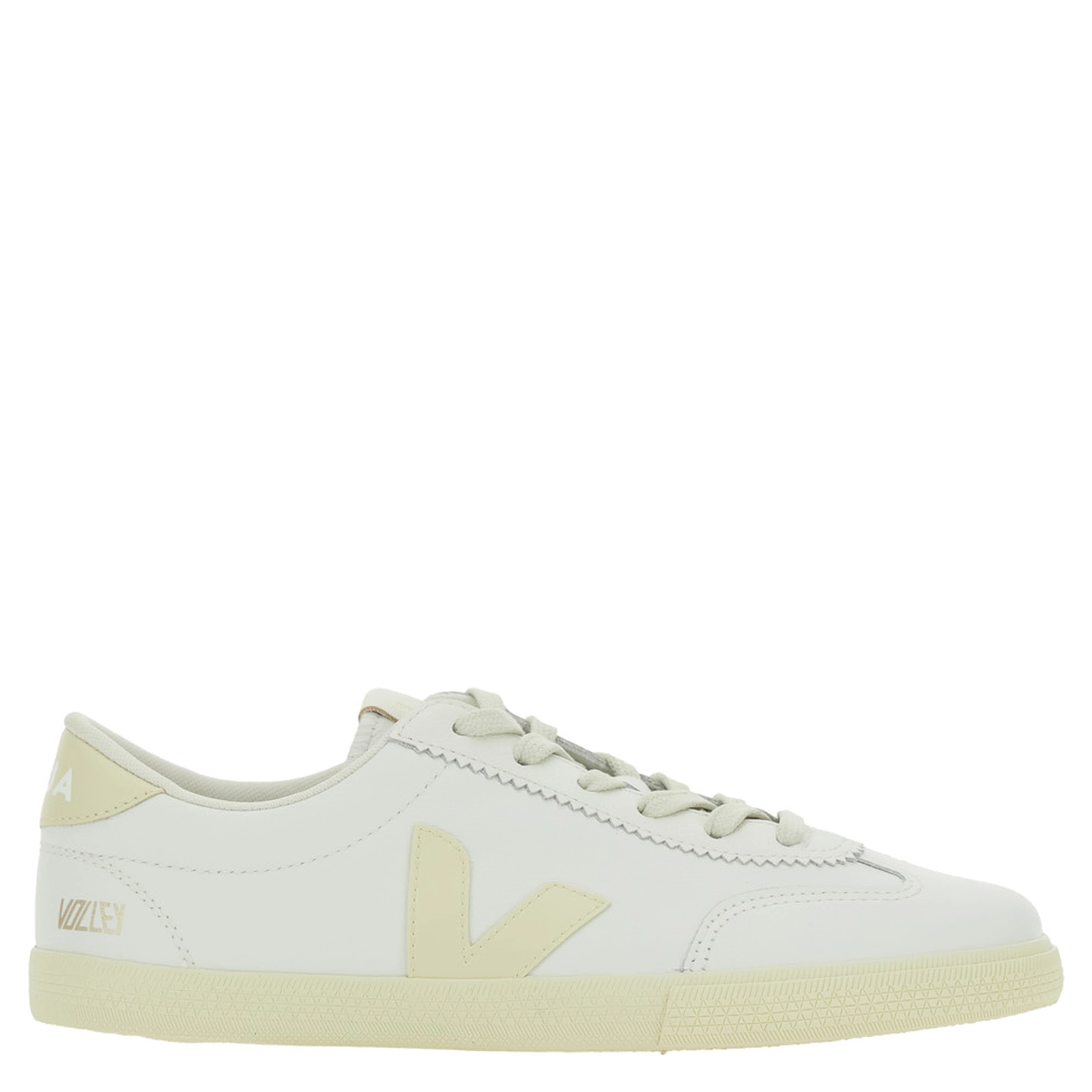 Volley White Low Top Sneakers with Embossed Logo on the Side and Logo Lettering on the Rear in Leather Unisex