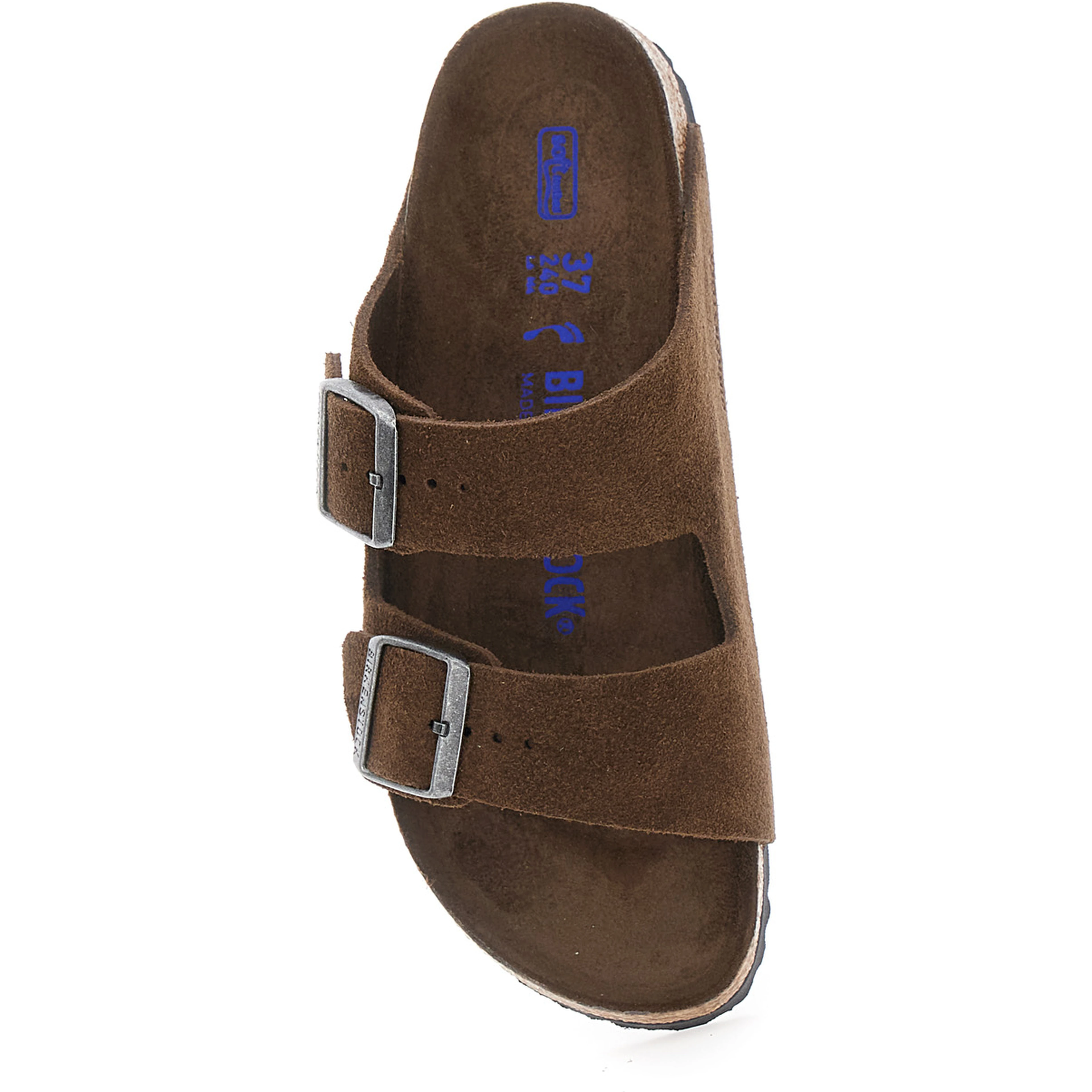 Arizona Brown Sandals with Rounded Toe and Buckle Closure in Suede for Women