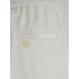 white Pants with elasticated waist and drawstring in silk women