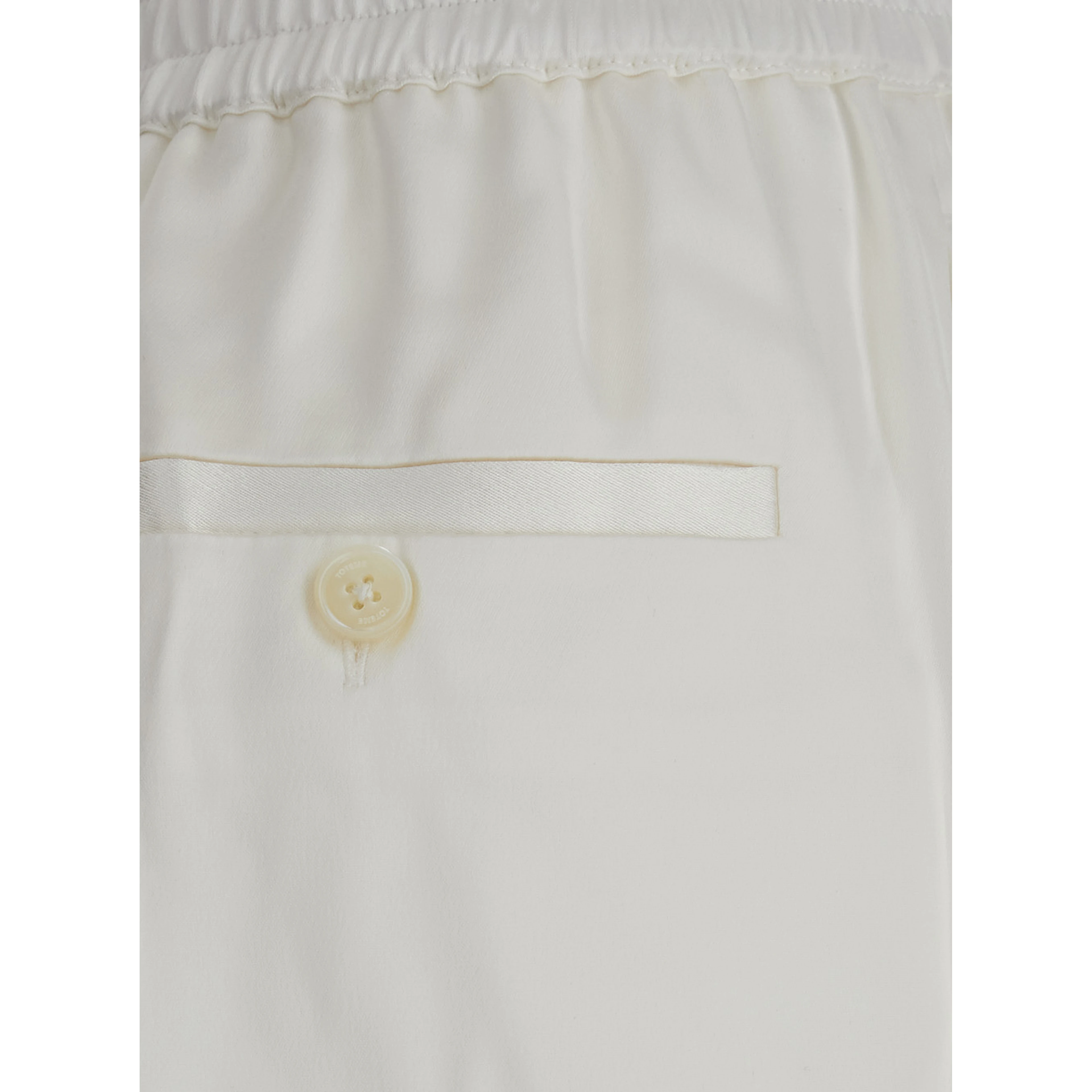 white Pants with elasticated waist and drawstring in silk women