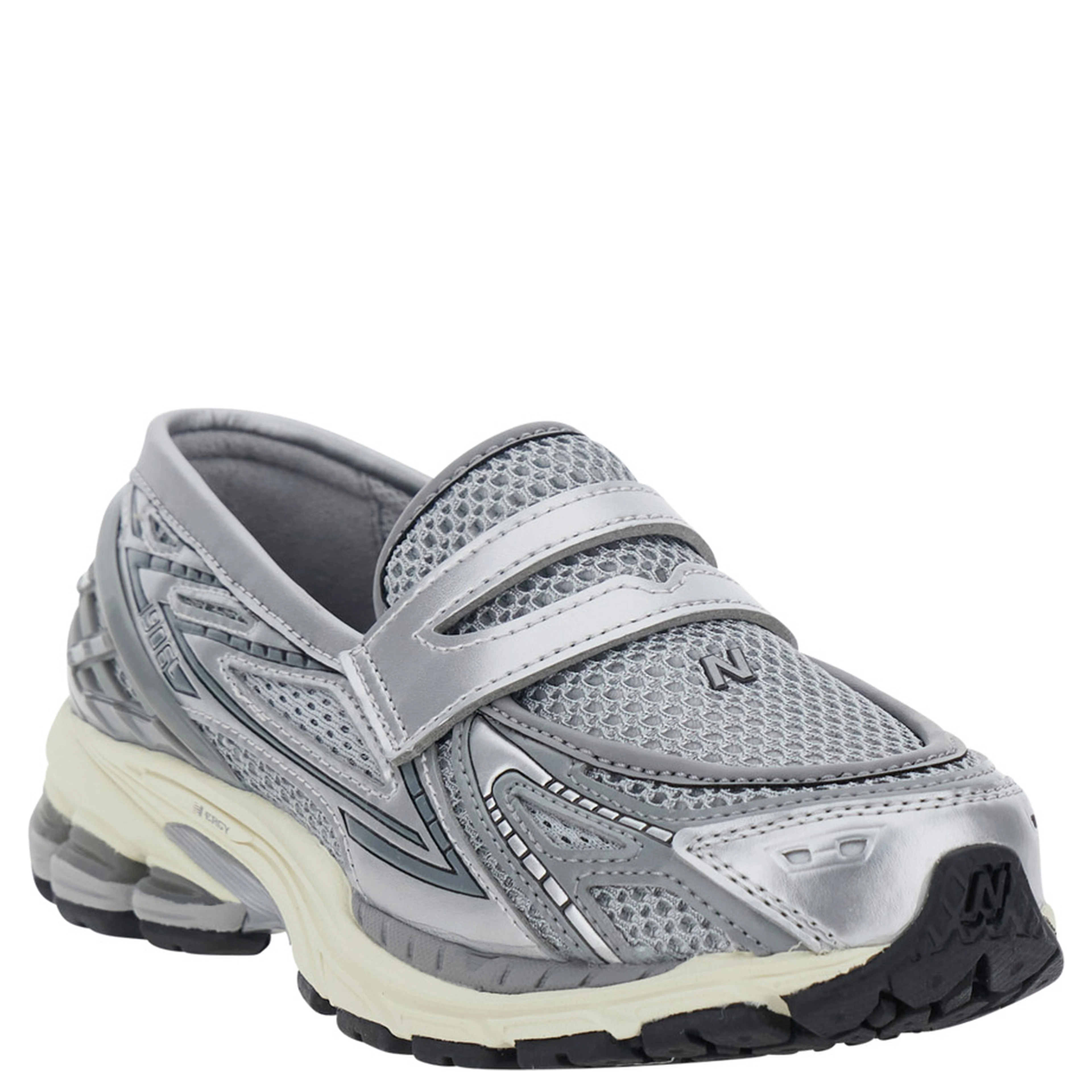 LIFESTYLE Silver Colored Sneakers with Rubber Sole and logo on the front in Leather and Fabric Unisex