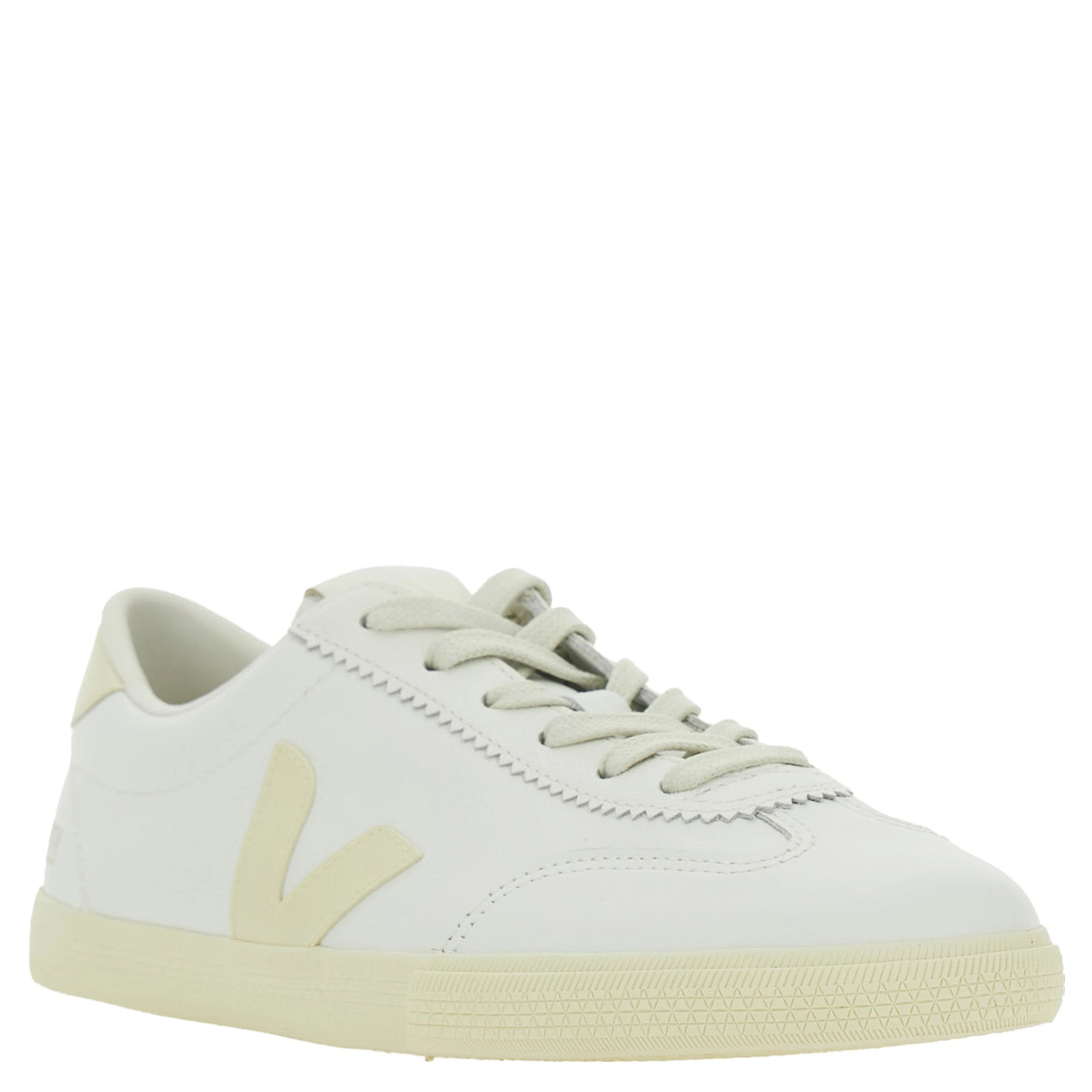Volley White Low Top Sneakers with Embossed Logo on the Side and Logo Lettering on the Rear in Leather Unisex