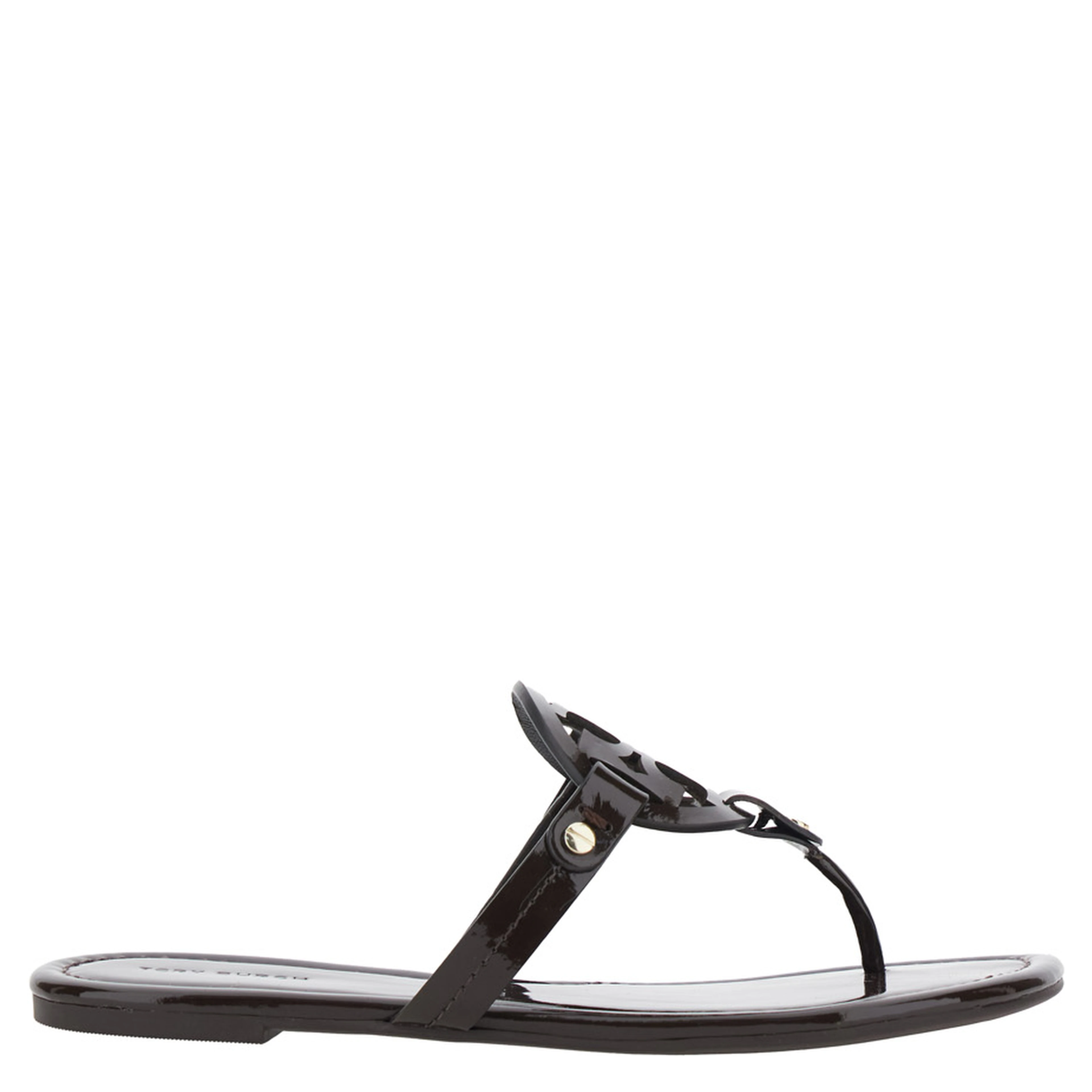 Miller Black Flip Flops with Tone-on-Tone Logo in Leather for Women