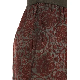Pansy Red Pants with Elastic Waist and All-Over Print in Cupro and Viscose Blend Women