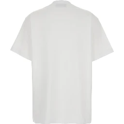 White Crew Neck T-Shirt with Tone-on-Tone Horsebit Embroidery on the Front in  Cotton Women