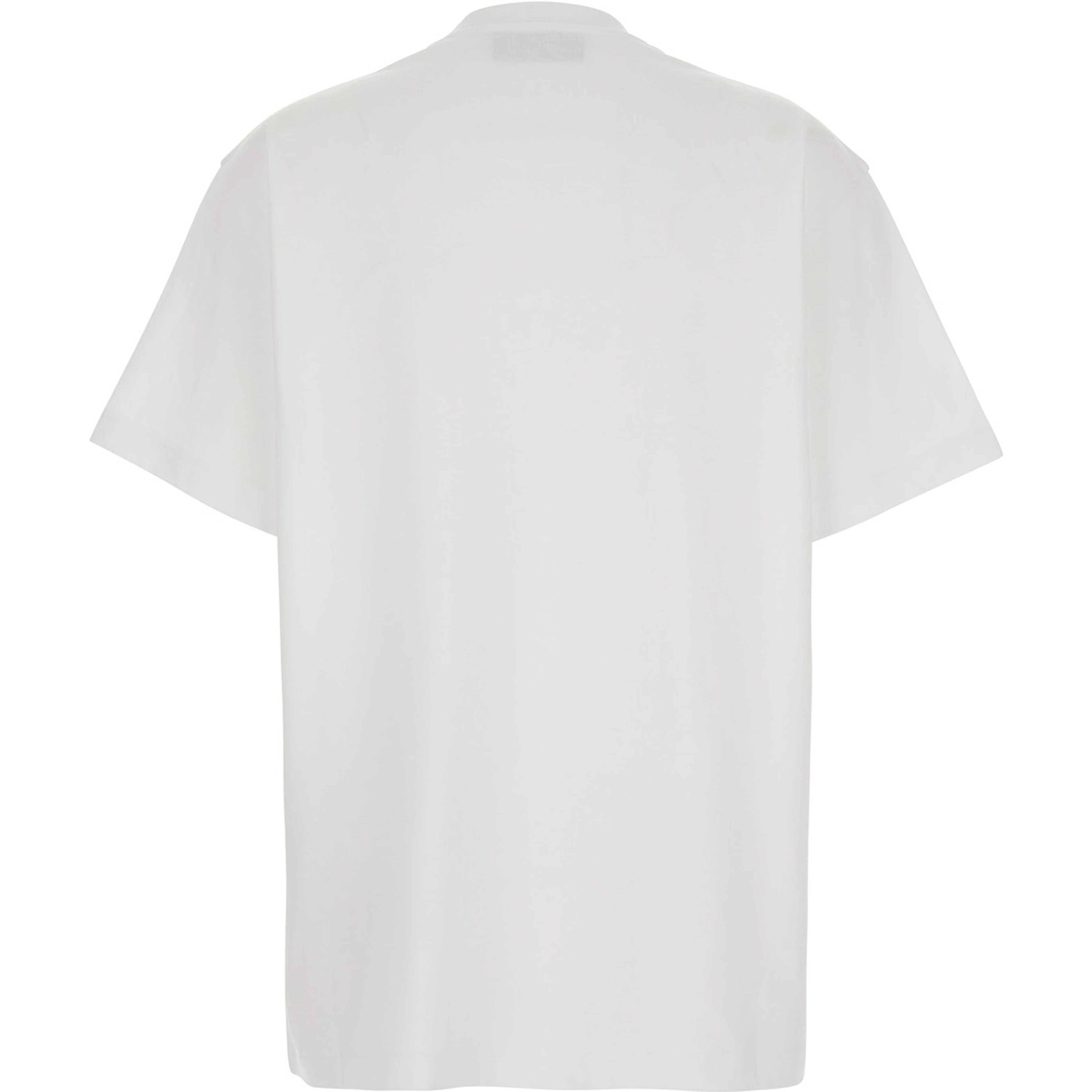 White Crew Neck T-Shirt with Tone-on-Tone Horsebit Embroidery on the Front in  Cotton Women