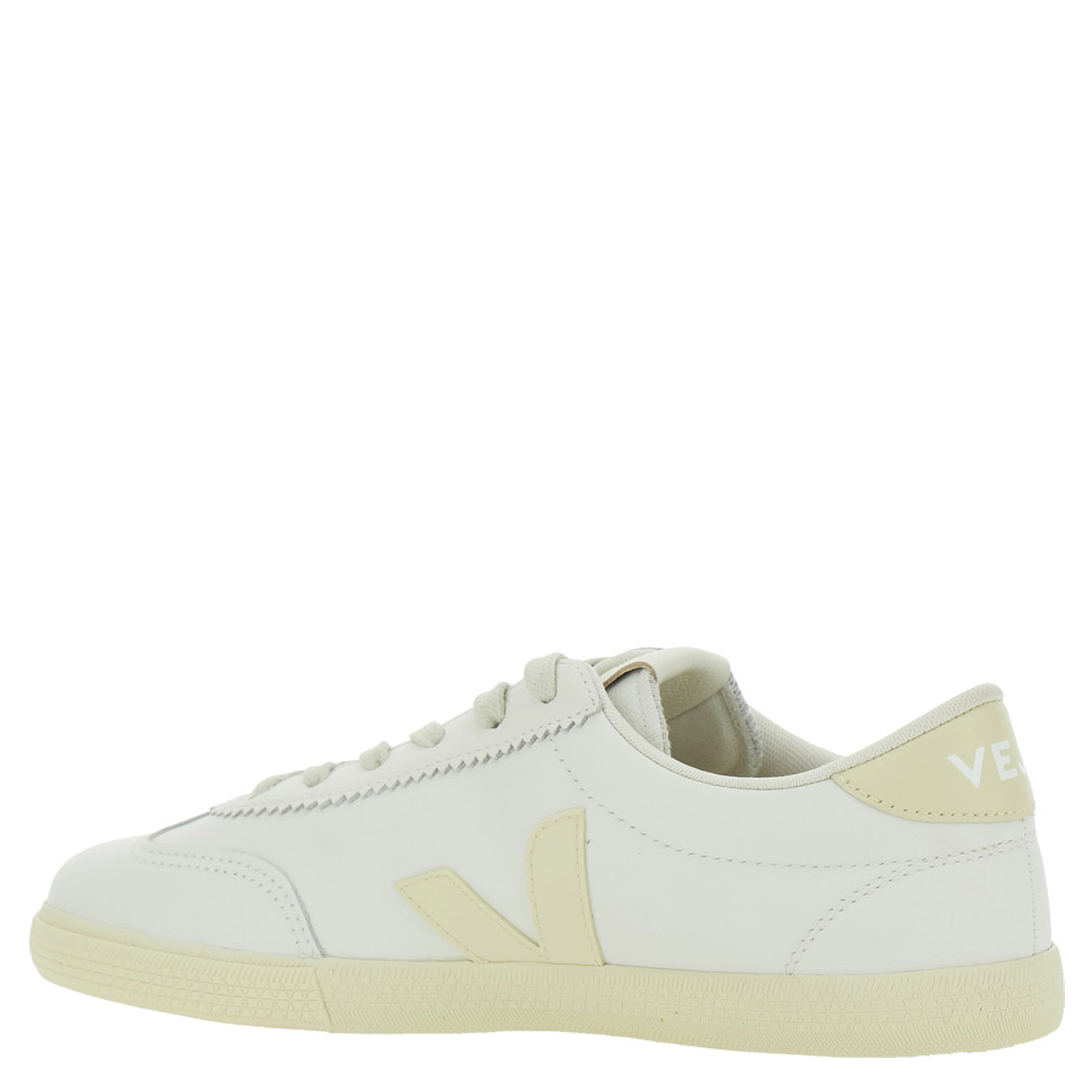 Volley White Low Top Sneakers with Embossed Logo on the Side and Logo Lettering on the Rear in Leather Unisex
