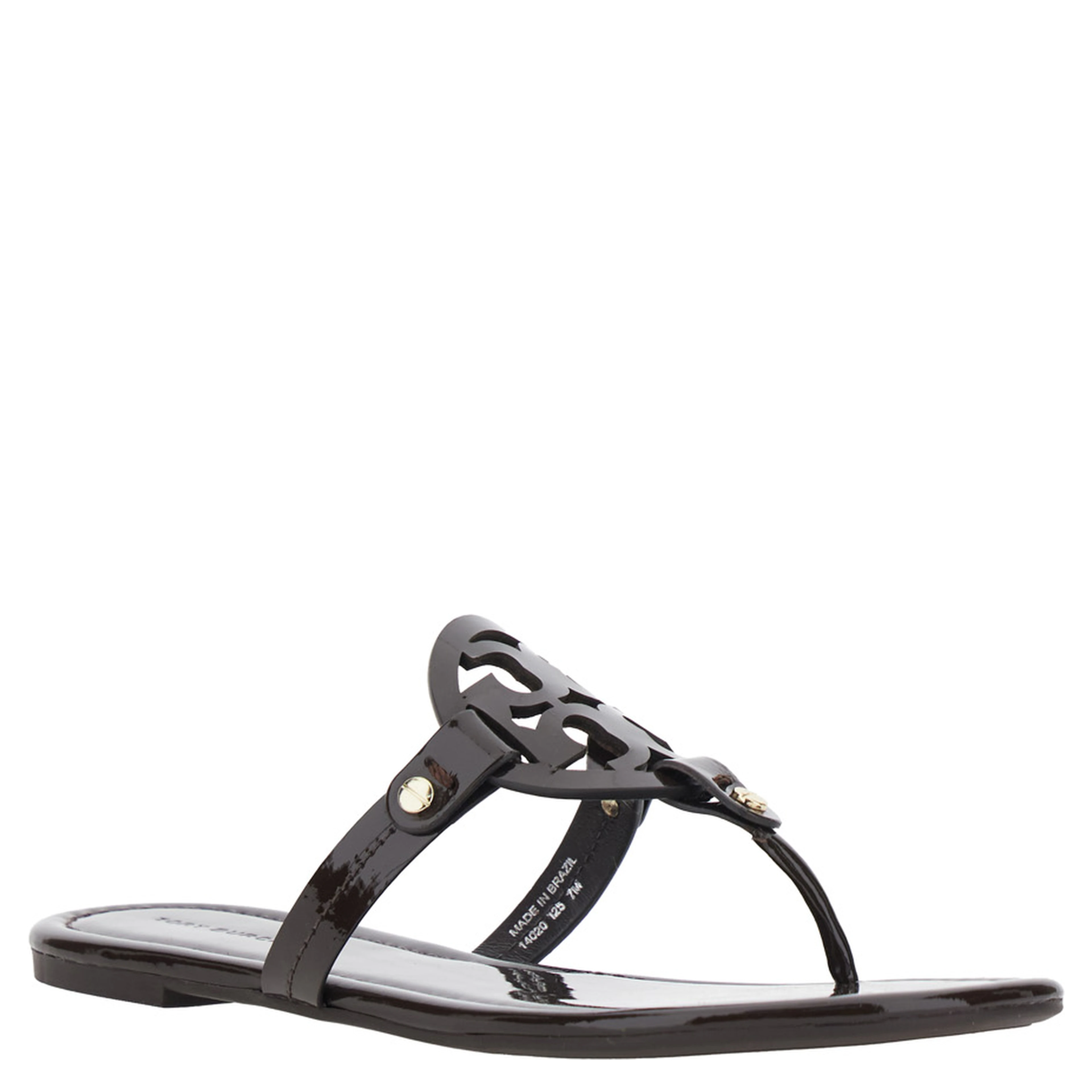 Miller Black Flip Flops with Tone-on-Tone Logo in Leather for Women