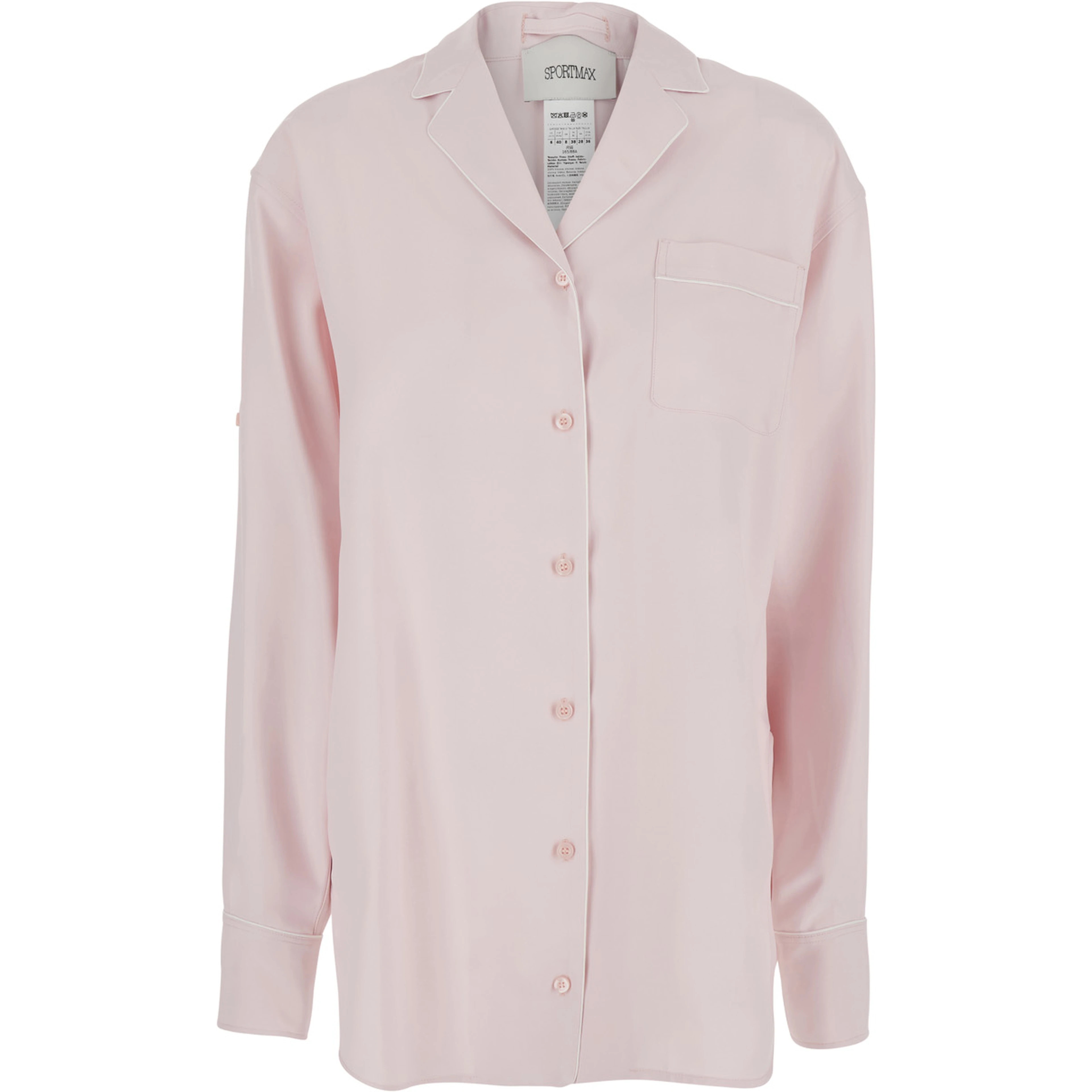 Cocco Pink Oversized Shirt with Notched Collar and Patch Pocket on the Front in Viscose for Women
