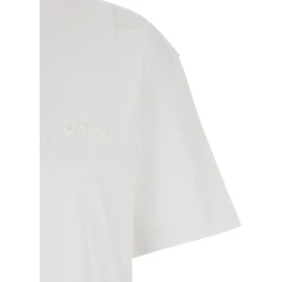 White Crew Neck T-Shirt with Tone-on-Tone Horsebit Embroidery on the Front in  Cotton Women