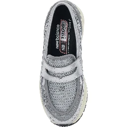 LIFESTYLE Silver Colored Sneakers with Rubber Sole and logo on the front in Leather and Fabric Unisex