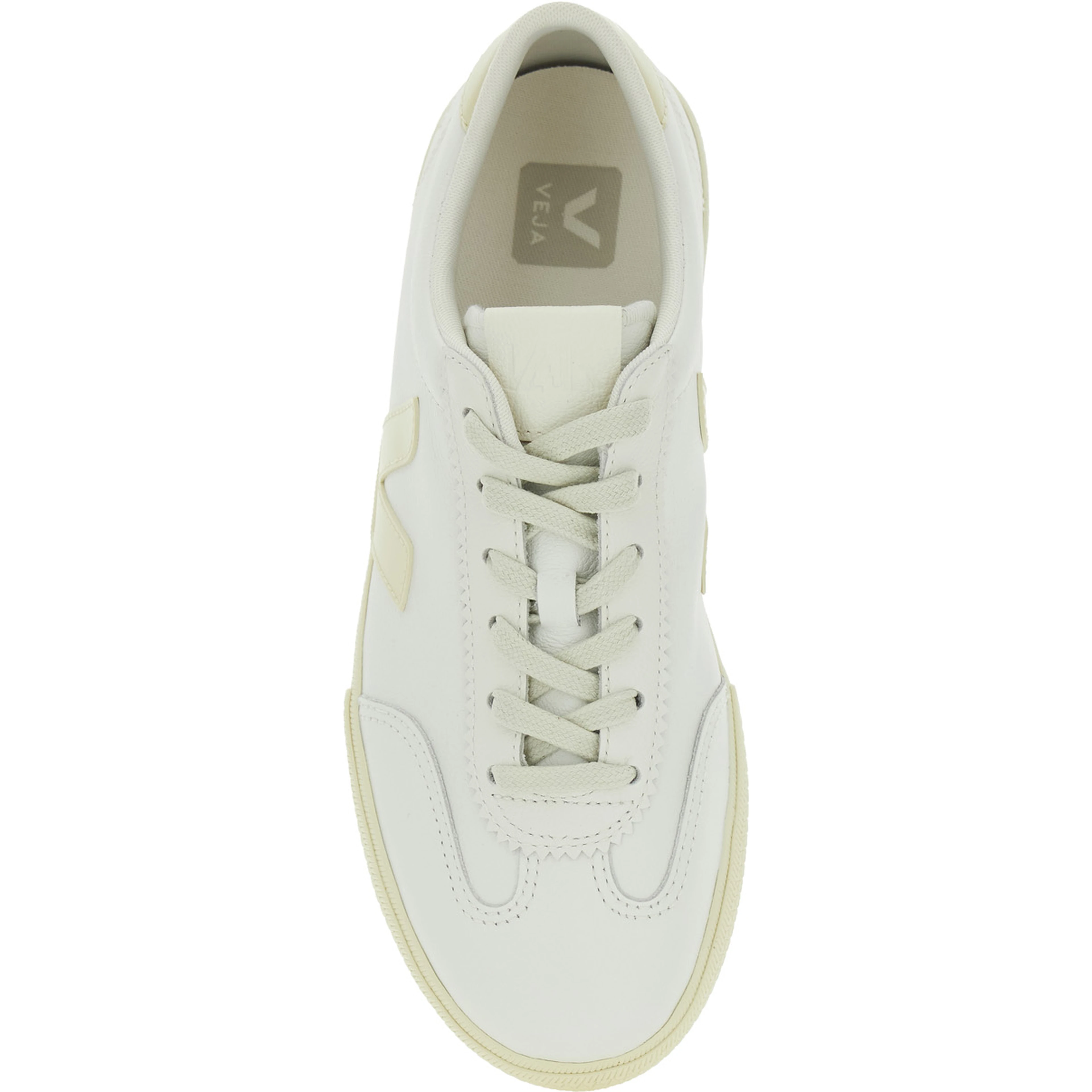 Volley White Low Top Sneakers with Embossed Logo on the Side and Logo Lettering on the Rear in Leather Unisex