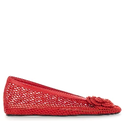 Jenny red Ballet shoes with Mesh design in Fabric for Women