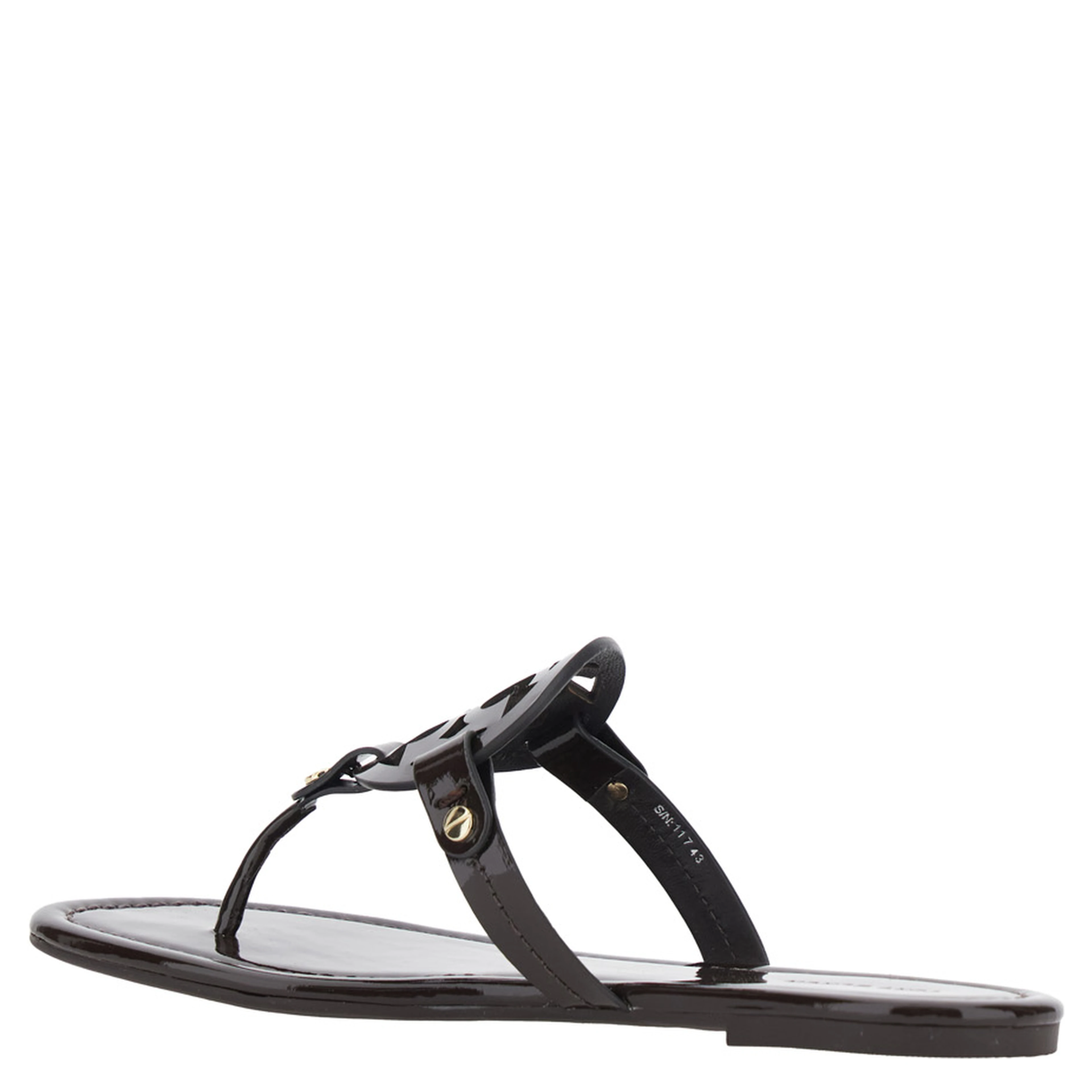 Miller Black Flip Flops with Tone-on-Tone Logo in Leather for Women