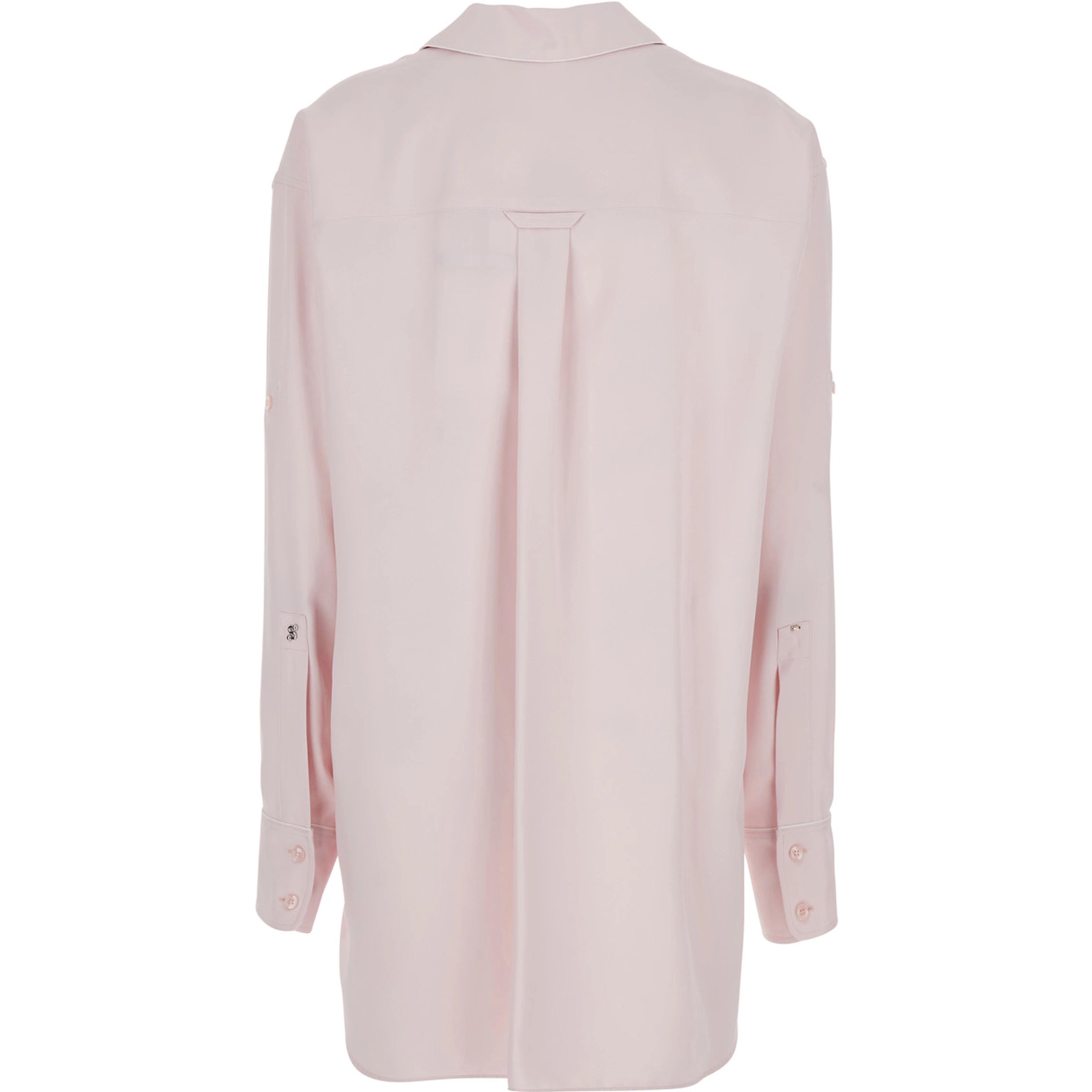 Cocco Pink Oversized Shirt with Notched Collar and Patch Pocket on the Front in Viscose for Women