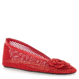 Jenny red Ballet shoes with Mesh design in Fabric for Women