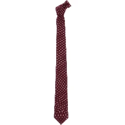 Bordeaux Tie with All-Over Polka Dot Motif in Silk for Men