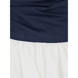 Mini Dress Salina with Boat Neckline and Balloon Skirt in Multicolor Cotton Blend for Women