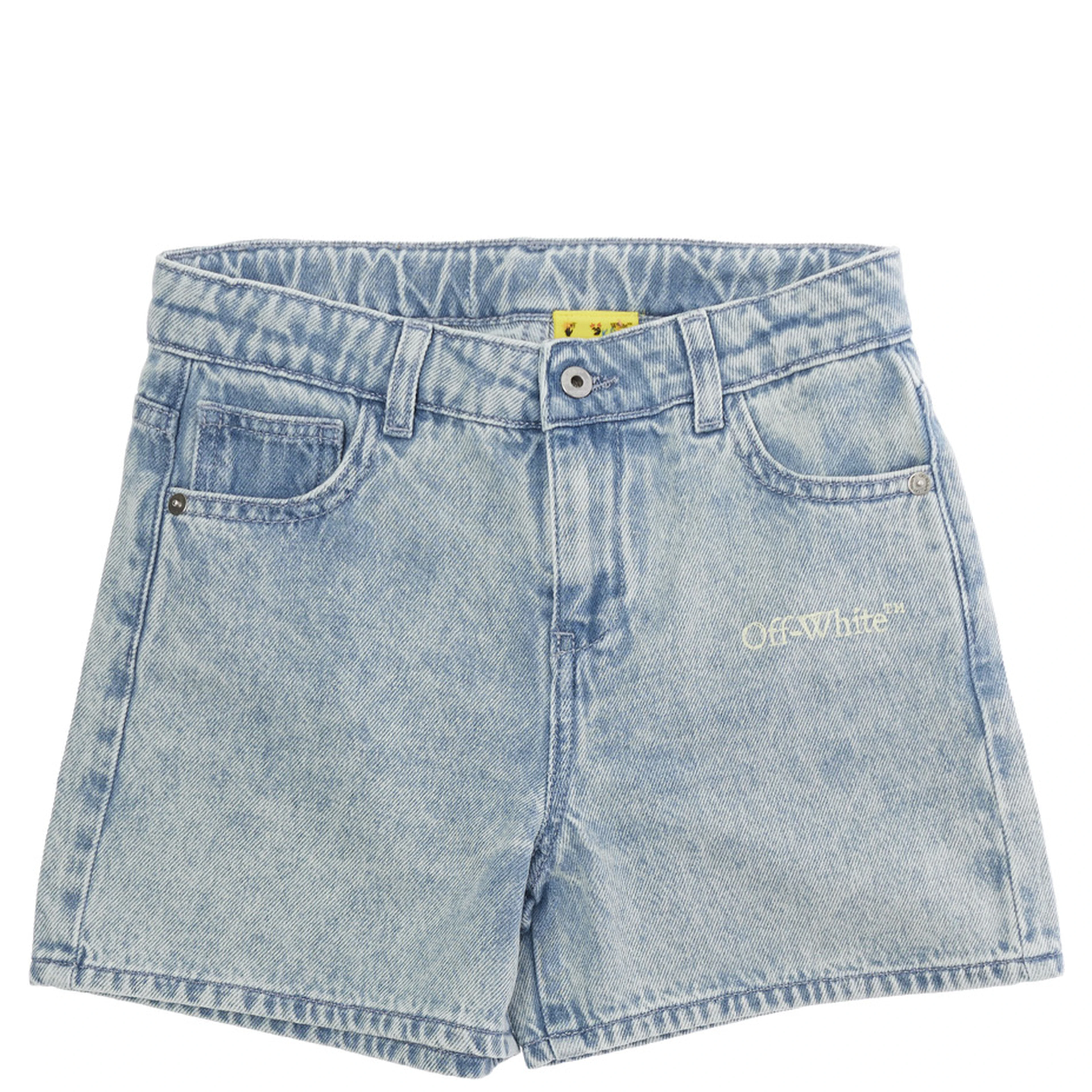 Blue Shorts with Front Logo and Back Logo Patch in Cotton for Girls