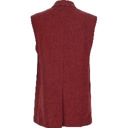 Mstaia Red Double-breasted Gilet with Front Closure in Linen for Women