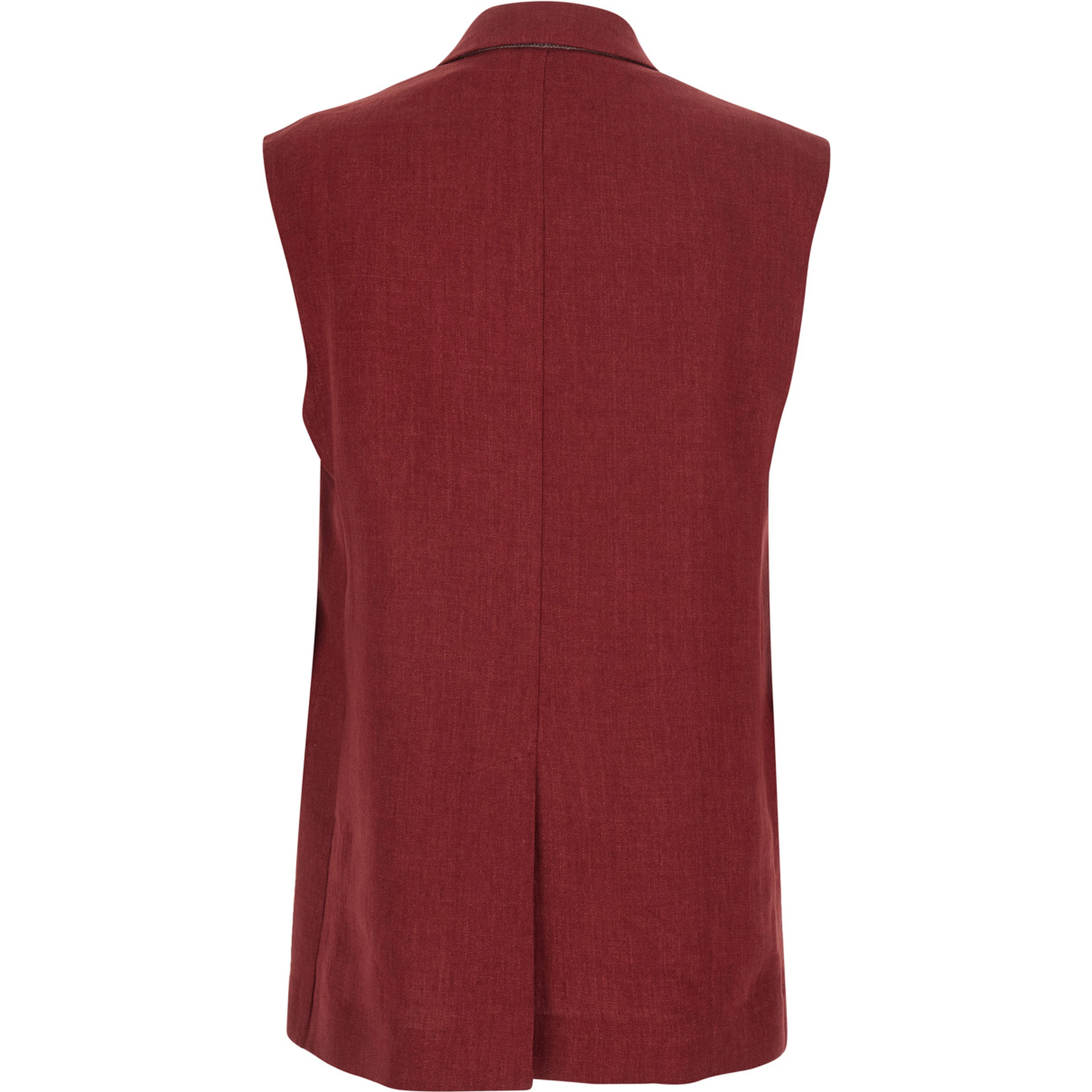 Mstaia Red Double-breasted Gilet with Front Closure in Linen for Women