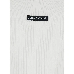 White Sleeveless Tank Top with Round Neck and Logo Patch on the Front in Cotton for Man