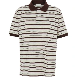 Multicolor Polo Shirt with Embroidered Logo Lettering on the Front and All-Over Stripes in Cotton for Women