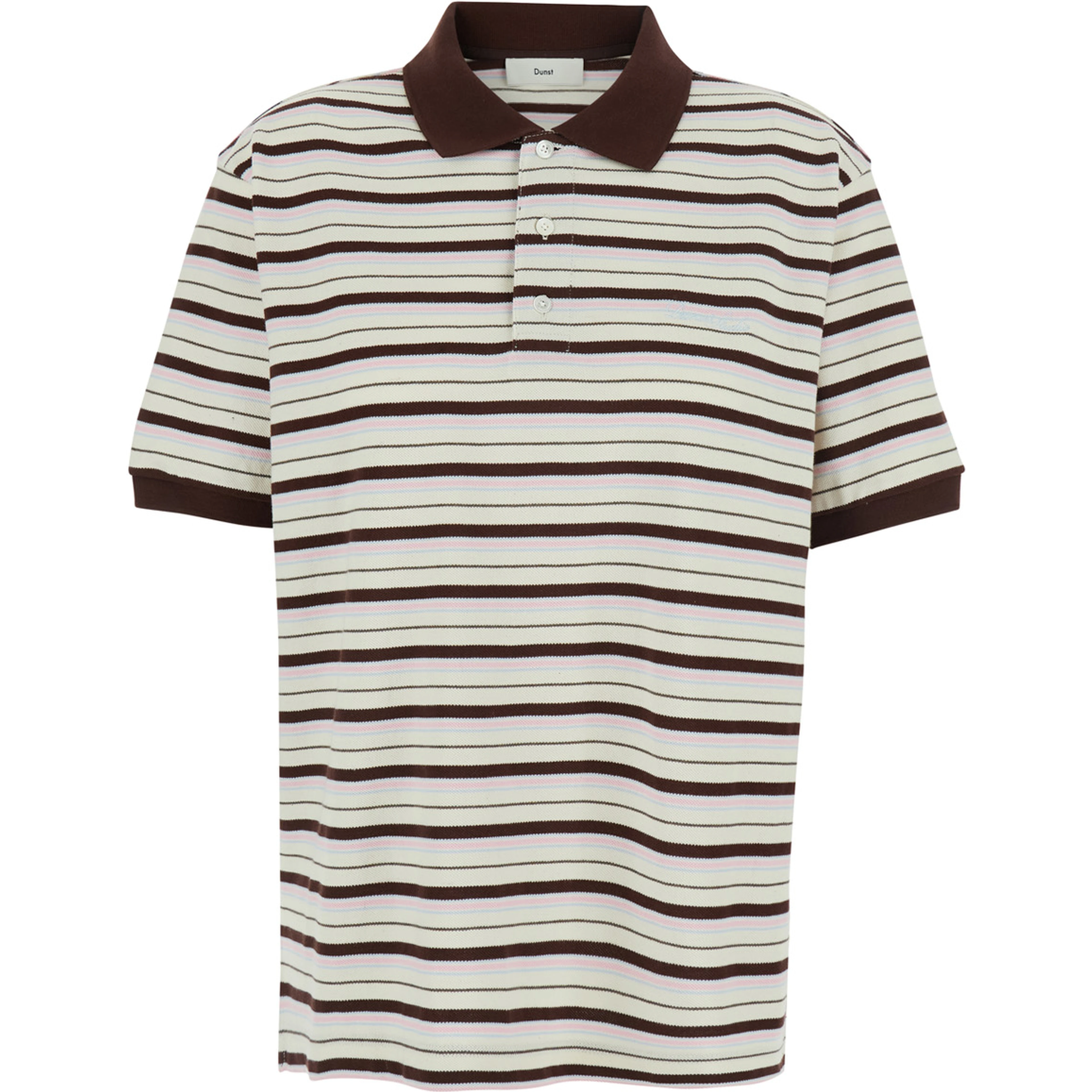 Multicolor Polo Shirt with Embroidered Logo Lettering on the Front and All-Over Stripes in Cotton for Women