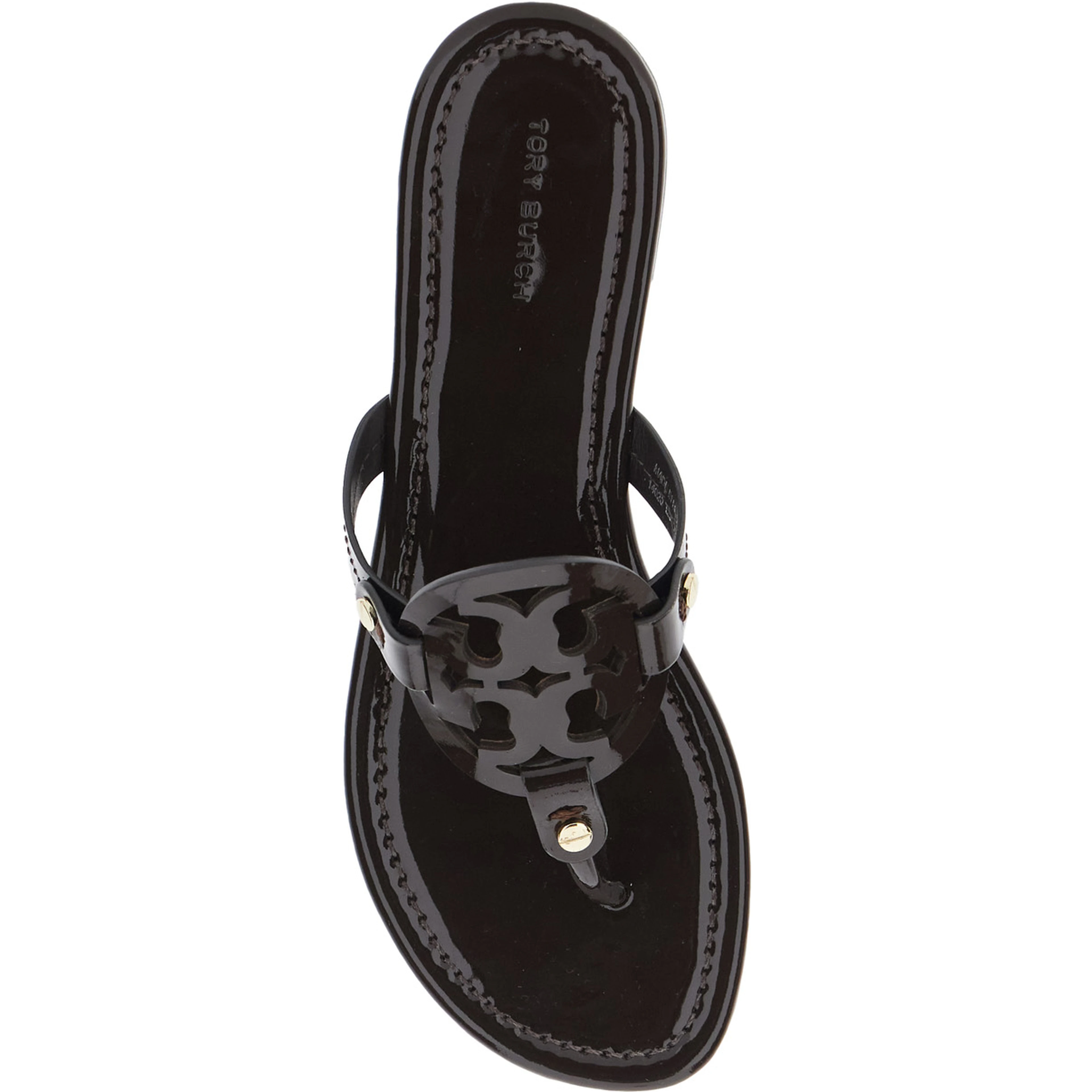 Miller Black Flip Flops with Tone-on-Tone Logo in Leather for Women