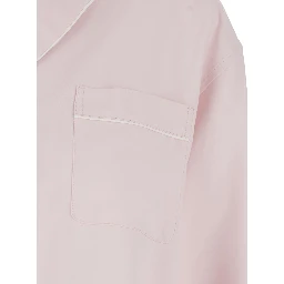 Cocco Pink Oversized Shirt with Notched Collar and Patch Pocket on the Front in Viscose for Women