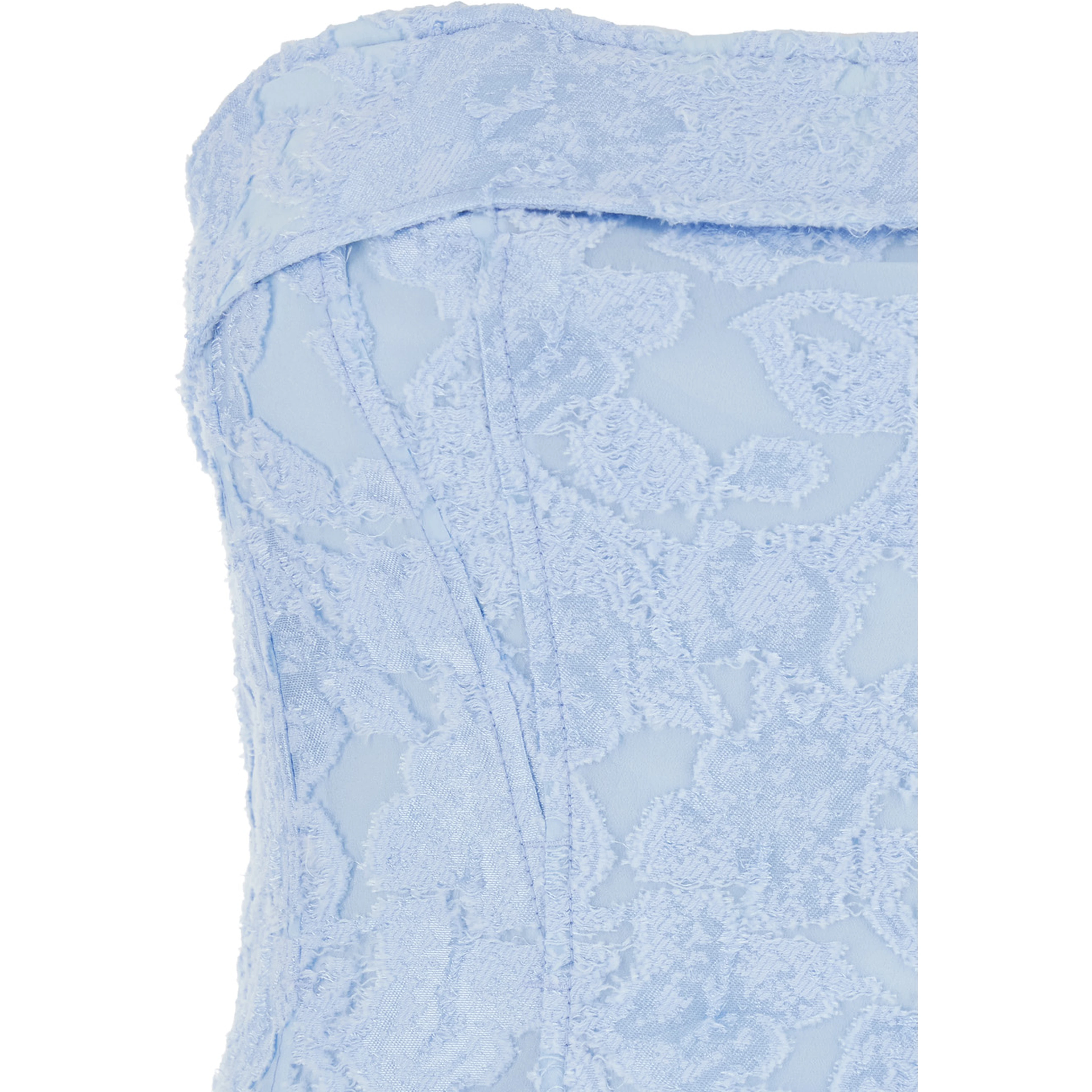 Light blue dress with all-over embroidery design and removable straps in cotton blend woman