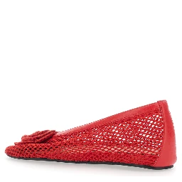 Jenny red Ballet shoes with Mesh design in Fabric for Women