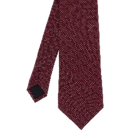 Bordeaux Tie with All-Over Polka Dot Motif in Silk for Men