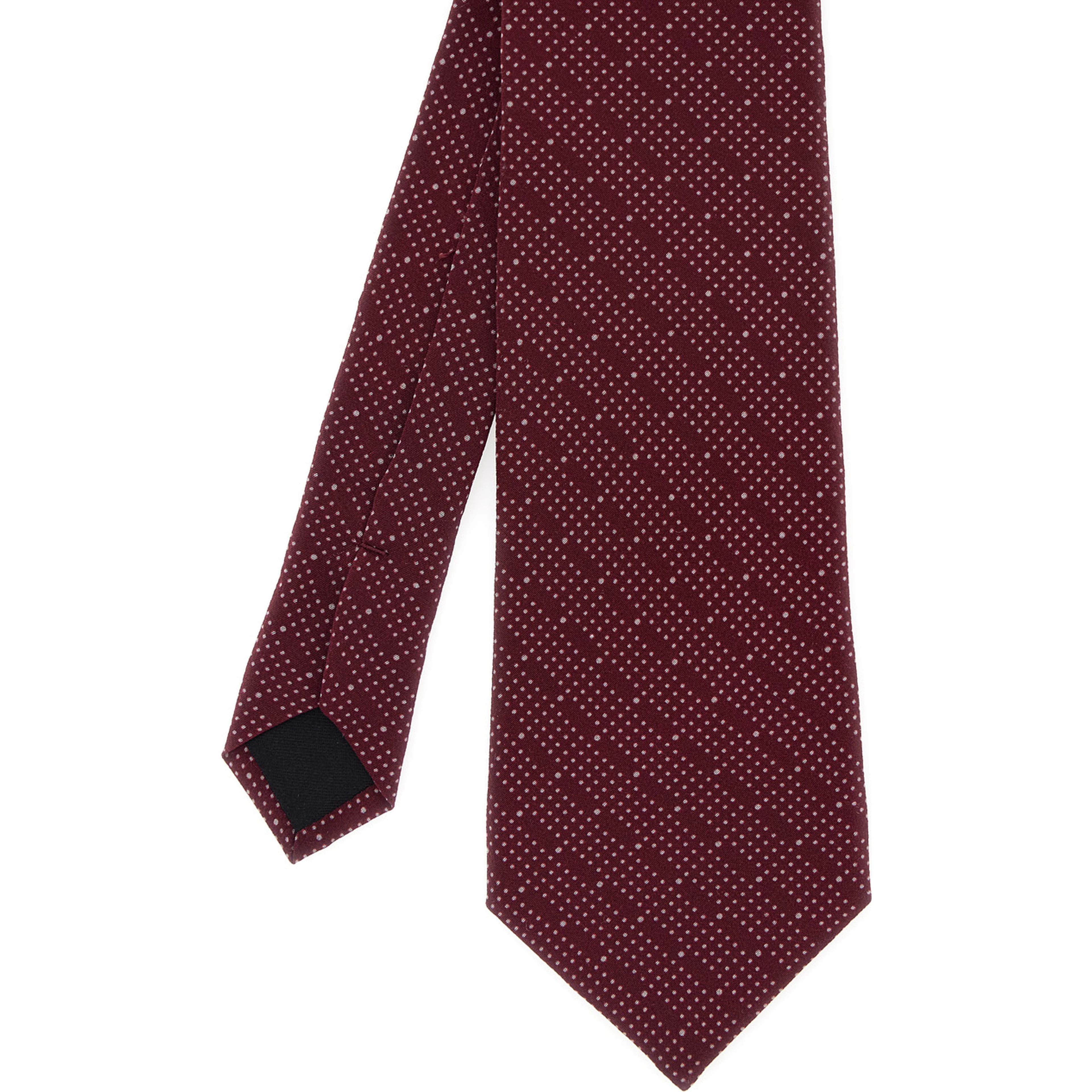 Bordeaux Tie with All-Over Polka Dot Motif in Silk for Men