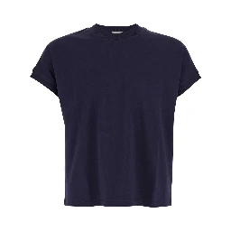 Blue VINTAGE T-Shirt with Round Neck and Front Logo for Men