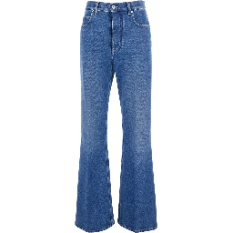 Blue Jeans with logo patch on the back and flared leg in denim for women